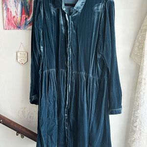 Moulinette Soeurs Blue Velvet Long Sleeve Dress